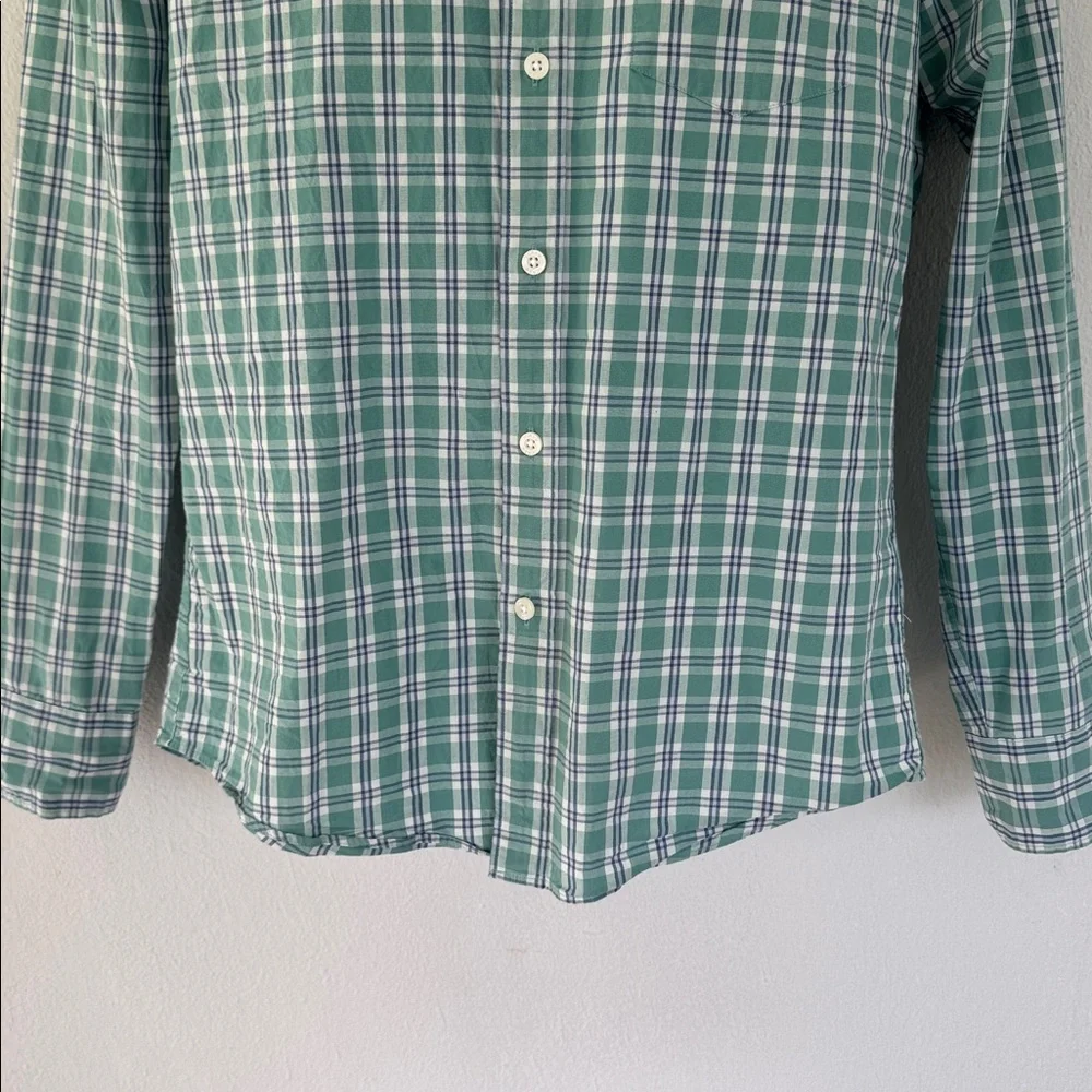 J. Crew mint green plaid flex washed slim fit button down dress shirt medium